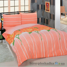Комплект постельного белья Classi 160х215 см, Adele (1 пододеяльник, 1 простынь, 2 наволочки), хлопок, рисунок-цветы, персиковый