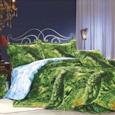 Комплект постельного белья Classi Сатин Печатное 200х220 см, Pickens (1 пододеяльник, 1 простынь, 4 наволочки), хлопок, рисунок-птицы, зеленый
