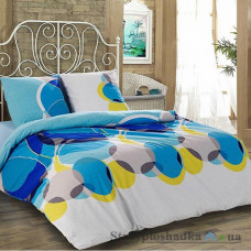Комплект постельного белья Classi Хлопок 175х210 см, Aedon (пододеяльник, простынь, 2 наволочки), хлопок, рисунок-круги, голубой