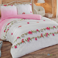 Комплект постельного белья Classi Бязь 160х215 см, Aylena (пододеяльник, простынь, 2 наволочки), хлопок, рисунок-цветы, коричневый