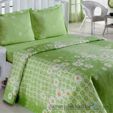 Комплект постельного белья Classi Бязь 160х215 см, Daisy Papatya (пододеяльник, простынь, 2 наволочки), хлопок, рисунок-цветы, зеленый