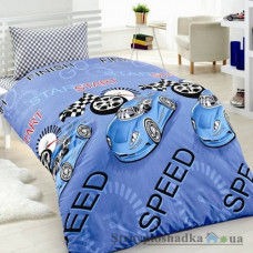 Комплект постельного белья Classi 160х215 см, Delmar (пододеяльник, простынь, 2 наволочки), бязь, рисунок-машина, голубой