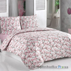 Комплект постельного белья Classi Бязь 160х215 см, Draba (пододеяльник, простынь, 2 наволочки), хлопок, рисунок-сакура, розовый