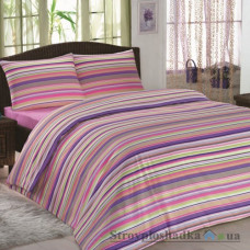 Комплект постельного белья Classi Бязь 160х215 см, Karina (пододеяльник, простынь, 2 наволочки), хлопок, рисунок-полосы, розовый