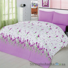 Комплект постельного белья Classi Бязь 160х215 см, Yasmin (пододеяльник, простынь, 2 наволочки), хлопок, рисунок-цветы, лиловый