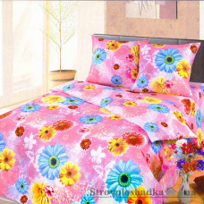 Комплект постельного белья Miratex Top Dreams Cotton Герберы, 220х240 см, (2 пододеяльника, простынь, 2 наволочки), розовый, цветы