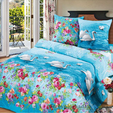 Комплект постельного белья Miratex Top Dreams Cotton Лебединый пруд, 150х220 см, (пододеяльник, простынь, 2 наволочки), голубой, животные
