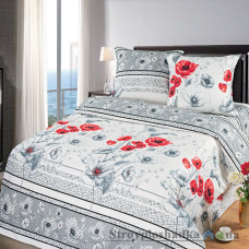 Комплект постельного белья Miratex Top Dreams Cotton Маковый цвет, 150х220 см, (пододеяльник, простынь, 2 наволочки), светло-серый, цветы