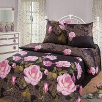 Комплект постільної білизни Miratex Top Dreams Cotton Нічна троянда, 180х220 см, (підковдра, простирадло, 2 наволочки), коричневий, квіти
