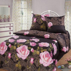 Комплект постельного белья Miratex Top Dreams Cotton Ночная роза, 150х220 см, (пододеяльник, простынь, 2 наволочки), коричневый, цветы