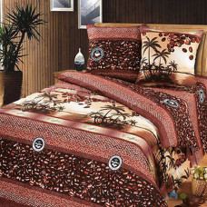 Комплект постельного белья Miratex Top Dreams Cotton Ночной кофе, 220х240 см, (2 пододеяльника, простынь, 2 наволочки), коричневый, растение
