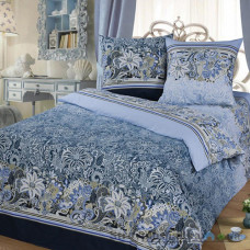 Комплект постельного белья Miratex Top Dreams Cotton Ночные цветы, 220х240 см, (2 пододеяльника, простынь, 2 наволочки), светло-серый, цветы