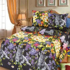 Комплект постельного белья Miratex Top Dreams Cotton Таинственная ночь, 220х240 см, (2 пододеяльника, простынь, 2 наволочки), цветной, цветы