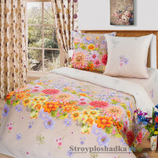Комплект постельного белья Miratex Top Dreams Cotton Цветочное панно, 200х220 см, (пододеяльник, простынь, 2 наволочки), бежевый, цветы