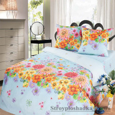 Комплект постельного белья Miratex Top Dreams Cotton Цветочное панно, 180х220 см, (пододеяльник, простынь, 2 наволочки), голубой, цветы