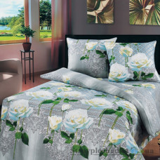 Комплект постельного белья Miratex Top Dreams Cotton Белая роза, 220х240 см, (2 пододеяльника, простынь, 2 наволочки), серый, цветы