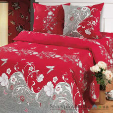 Комплект постельного белья Miratex Top Dreams Cotton Элегия, 150х220 см, (пододеяльник, простынь, 2 наволочки), красно-серый, цветы