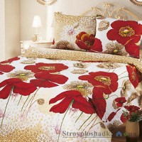 Комплект постільної білизни Miratex Top Dreams Cotton Літні маки, 200х220 см, (підковдра, простирадло, 2 наволочки), бежевий, рослина