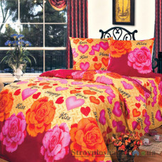 Комплект постельного белья Miratex Top Dreams Cotton Поцелуй, 220х240 см, (2 пододеяльника, простынь, 2 наволочки), цветной, цветы