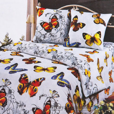 Комплект постельного белья Miratex Top Dreams Cotton Ванесса, 180х220 см, (пододеяльник, простынь, 2 наволочки), белый, бабочки