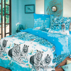 Комплект постельного белья Miratex Top Dreams Cotton Зимний тигр, 150х220 см, (пододеяльник, простынь, 2 наволочки), голубой, тигр