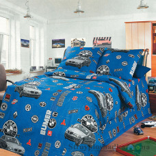 Комплект постельного белья Miratex Top Dreams Kidsdream Бумер, 150х210 см, (пододеяльник, простынь, 1 наволочка), синий, машина