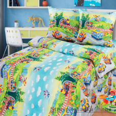 Комплект постельного белья Miratex Top Dreams Kidsdream Детский парк, 110х150 см, (пододеяльник, простынь, 1 наволочка), цветной, машинки
