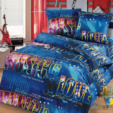 Комплект постільної білизни Miratex Top Dreams Kidsdream Диско, 150х210 см, (підковдра, простирадло, 1 наволочка), синій, літери