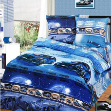 Комплект постільної білизни Miratex Top Dreams Kidsdream Драйв, 160х220 см, (підковдра, простирадло, 1 наволочка), синій, машина