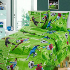 Комплект постельного белья Miratex Top Dreams Kidsdream Форвард, 150х210 см, (пододеяльник, простынь, 1 наволочка), зеленый, футболисты