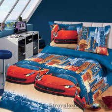 Комплект постельного белья Miratex Top Dreams Kidsdream Лидер, 160х220 см, (пододеяльник, простынь, 1 наволочка), синий, машина
