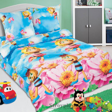 Комплект постельного белья Miratex Top Dreams Kidsdream Медовая фея, 160х220 см, (пододеяльник, простынь, 1 наволочка), голубой, пчелки