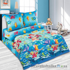 Комплект постельного белья Miratex Top Dreams Kidsdream Морская сказка, 160х220 см, (пододеяльник, простынь, 1 наволочка), голубой, русалочка