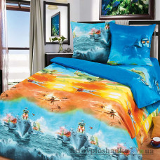 Комплект постельного белья Miratex Top Dreams Kidsdream Морской бой, 160х220 см, (пододеяльник, простынь, 1 наволочка), синий, корабли
