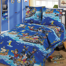 Комплект постельного белья Miratex Top Dreams Kidsdream Пираты, 150х210 см, (пододеяльник, простынь, 1 наволочка), синий, пираты