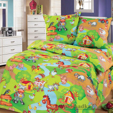 Комплект постельного белья Miratex Top Dreams Kidsdream Веселая ферма, 110х150 см, (пододеяльник, простынь, 1 наволочка), зеленый, животные