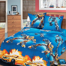 Комплект постельного белья Miratex Top Dreams Kidsdream Воин-робот, 150х210 см, (пододеяльник, простынь, 1 наволочка), синий, роботы