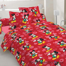 Комплект постельного белья Moka textile Микки Маус красный, 110х145 см, (пододеяльник, простынь, наволочка), бязь люкс