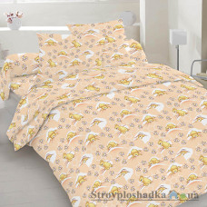 Комплект постельного белья Moka textile Мишки в облаках на персиковом, 110х145 см, (пододеяльник, простынь, наволочка), бязь