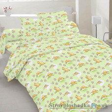 Комплект постельного белья Moka textile Мишки в облаках на зеленом, 110х145 см, (пододеяльник, простынь, наволочка), бязь