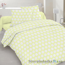 Комплект постельного белья Moka textile Горох лимонный, 145х210 см, (2 пододеяльника, простынь, 2 наволочки), бязь люкс