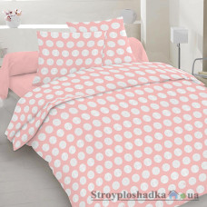 Комплект постельного белья Moka textile Горох на розовом, 145х210 см, (2 пододеяльника, простынь, 2 наволочки), бязь люкс