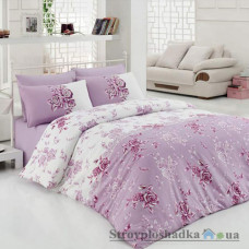 Комплект постельного белья Ortum 160х210 см, Bestegul (1 пододеяльник, 1 простынь, 1 наволочка), хлопок, рисунок-цветы, лиловый