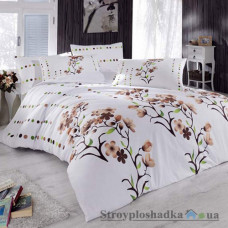 Комплект постельного белья Ortum 160х210 см, Ece (1 пододеяльник, 1 простынь, 1 наволочка), хлопок, рисунок-цветы, коричневый