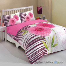 Комплект постельного белья Ortum 200х220 см, Касимпати (1 пододеяльник, 1 простынь, 1 наволочка), хлопок, рисунок-цветы, розовый