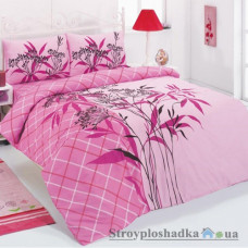 Комплект постельного белья Ortum 200х220 см, Lilyum (пододеяльник, простынь, 2 наволочки), хлопок, рисунок-цветы, розовый