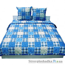 Комплект постельного белья Руно 845.114БК 3126-50 Джинса (1 пододеяльник, 1 простынь, 2 наволочки), хлопок, рисунок-квадраты, голубой
