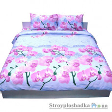 Комплект постельного белья Руно 845.114БК 4560 01-70 Орхидея (1 пододеяльник, 1 простынь, 2 наволочки), хлопок, рисунок-цветы, голубой