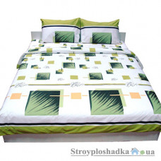 Комплект постельного белья Руно 6.114Г 30-0113 Green-50 (2 пододеяльника, 1 простынь, 2 наволочки), хлопок/ПЭ, рисунок-квадраты, зеленый