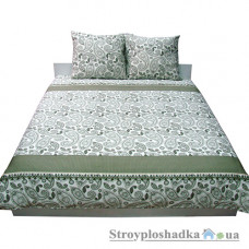 Комплект постельного белья Руно 655.137К 40-0377-50 Green khaki (1 пододеяльник, 1 простынь, 2 наволочки), хлопок, рисунок-узоры, зеленый
